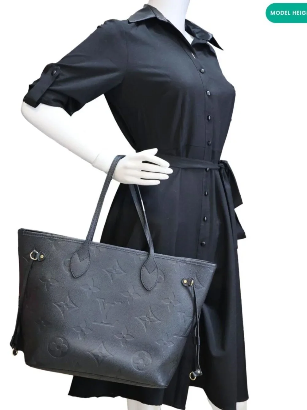 Louis Vuitton Neverfull MM Monogram Empreinte Tote Bag Black